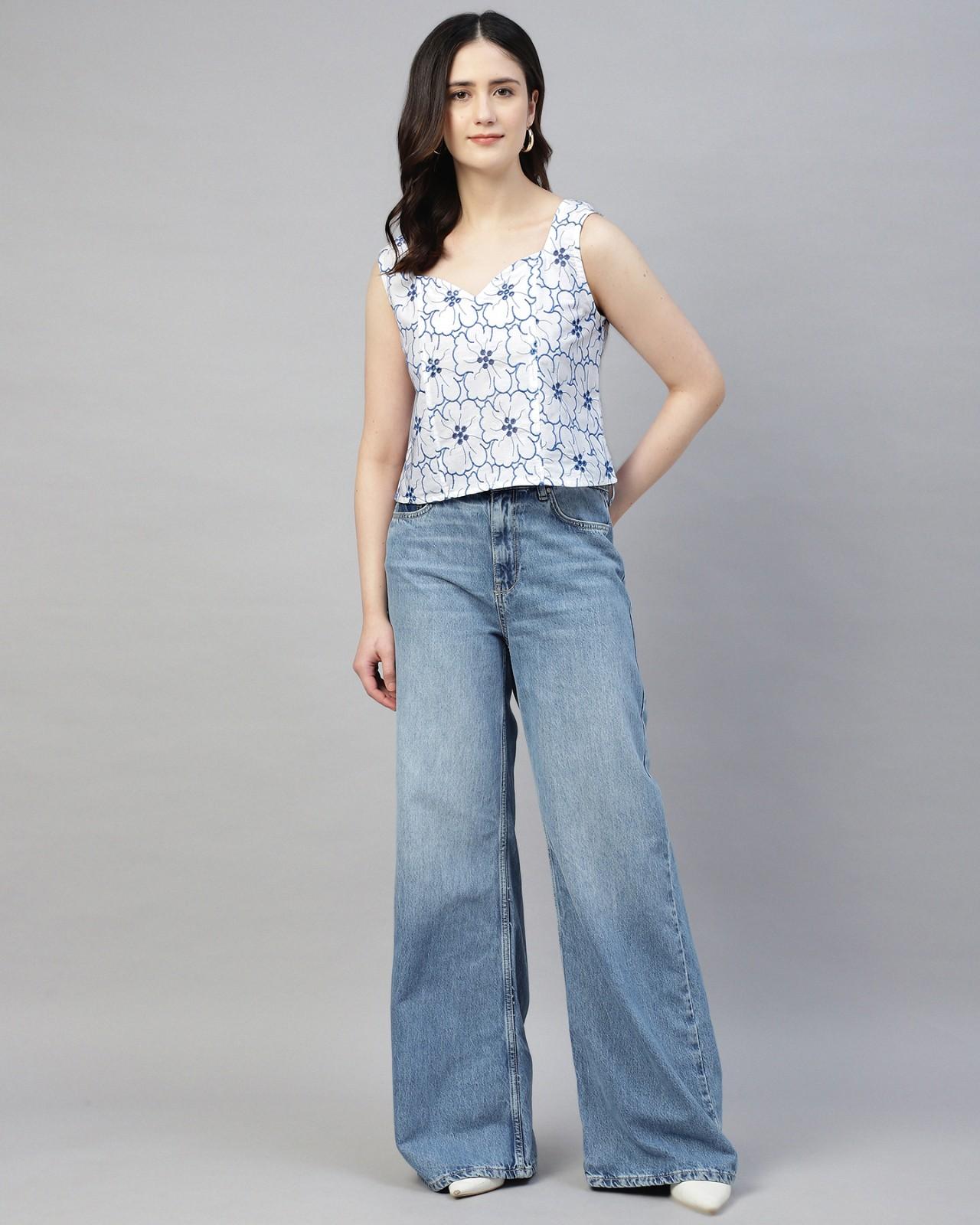 SCHIFFLI SWEETHEART NECK TOP